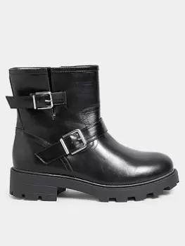 Yours Extra Wide Fit Biker Boot Black, Size E, Women