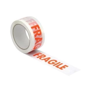 5 Star Office Printed Tape Fragile Polypropylene 50mm x 66m Red on White Pack of 6