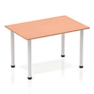 Impulse Straight Table 1200 Beech Post Leg Silver