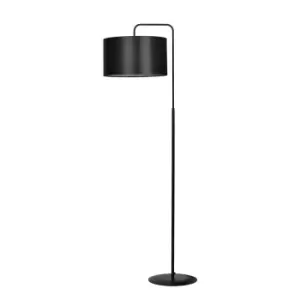 Emibig Trapo Black Floor Lamp with Shade with Black Fabric Shades, 1x E27