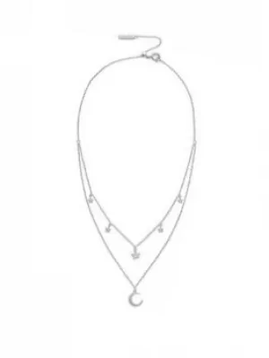 Olivia Burton Celestial Double Cresent Moon and Star Necklace Silver, One Colour, Women