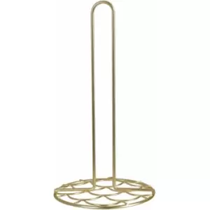 Premier Housewares - Deco Matte Gold Kitchen Roll Holder Free Standing Sturdy Organiser For Kitchen Minimal Design Metallic Finish w15 x d15 x h29cm