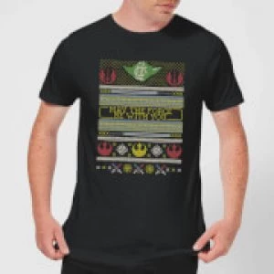 Star Wars May The force Be with You Pattern Mens Christmas T-Shirt - Black - XXL