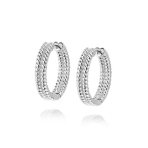 Daisy London 925 Sterling Silver Treasures Double Rope Hoop Earrings Sterling Silver