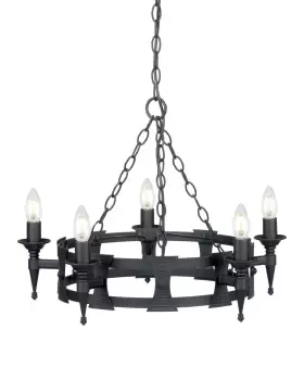 5 Bulb Chandelier Hanging Pendant LIght Black LED E14 60W Bulb