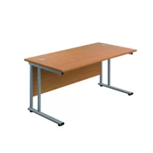 Jemini Rectangular Cantilever Desk 1800x600x730mm Nova Oak/Silver KF806585