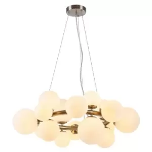 Luminosa Marshall Circular Ceiling Pendant, 16 Light G9, Satin Nickel, Opal Glass