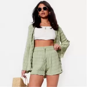 I Saw It First Textured Floaty Shorts Co-Ord - Green