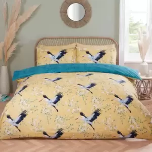 Rapport Home Cranes Duvet Set Single Ochre