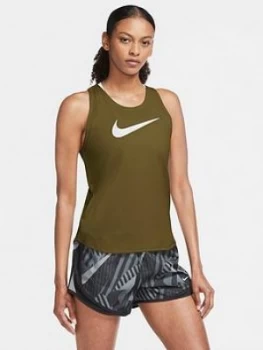 Nike Running Swoosh Tank, Olive, Size L, Women