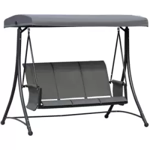 Outsunny - 3 Seat Metal Fabric Backyard Balcony Patio Swing Chair w/ Canopy Grey - Charcoal grey