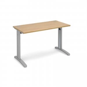 TR10 Straight Desk 1200mm x 600mm - Silver Frame Oak Top