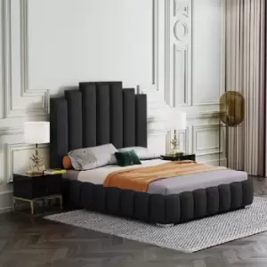 Leisa Bed Double Plush Velvet Black