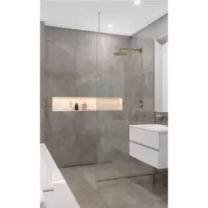 Nickel 745mm Wet Room Shower Screen with Ceiling Support Bar - Live Your Colour