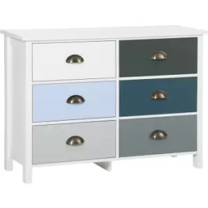 HOMCOM Wide Chest Of Drawers Storage Cabinet 6-drawer Dresser With Metal Handles