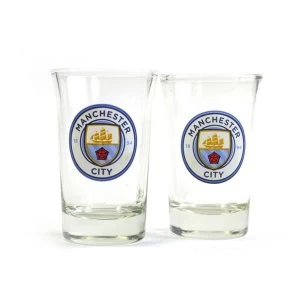 Man City Two Pack Home Word Mark Shot Glasses