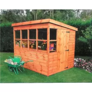 Sun Pent 6' x 6' Single Door with Six Windows Dip Treated Wooden Garden Potting Shed