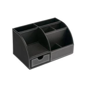 Elite Desk Organiser Faux Leather Brown 113168