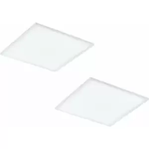 Loops - 2 pack 595mm Sleek Ceiling Light White Slim Square Low Profile 33W LED 4000K