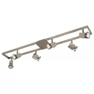 Flush 6 Spot Track Ceiling Light Colour Satin Nickel Shade Bulb GU10 6x5W