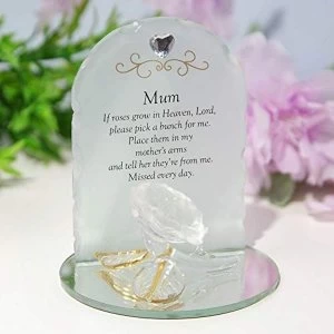 Thoughts Of You Glass Rose Sentiment Ornament - Mum