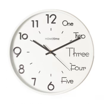 HOMETIME White Wall Clock with 3D Mixed Dial - 30cm