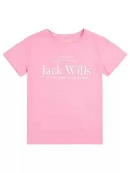 Jack Wills Girls Script Short Sleeve T Shirt - Sachet Pink, Size Age: 15-16 Years, Women