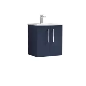 Nuie Arno 500mm Wall Hung 2 Door Vanity & Curved Basin Electric Blue