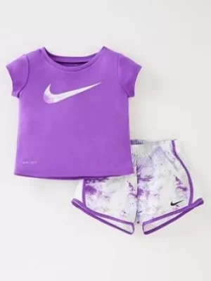 Nike Younger Girl Sky Dye Tempo Short Set, Purple, Size 12 Months, Women