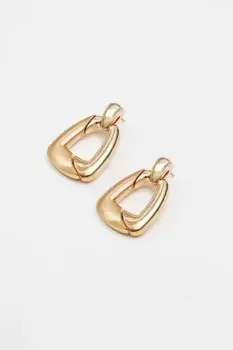 Gold Polished And Satin Doorknocker Drop Earrings