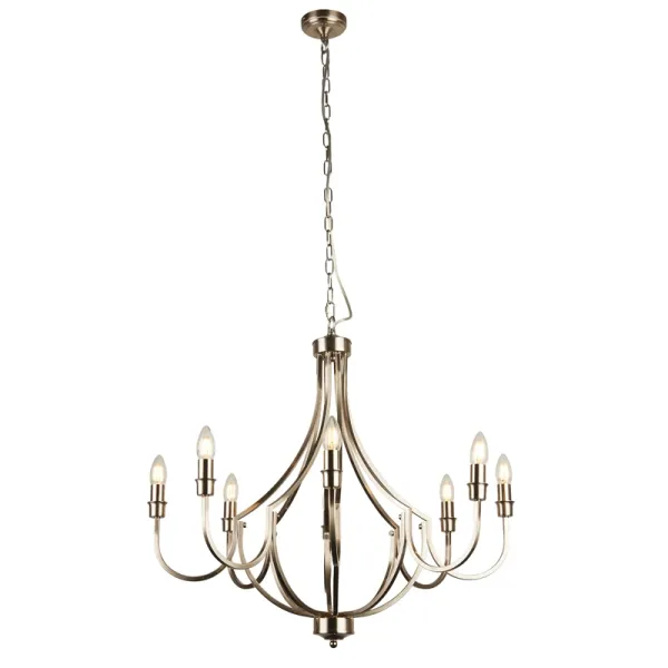 Searchlight Lodge 8 Light Chandelier - Satin Silver