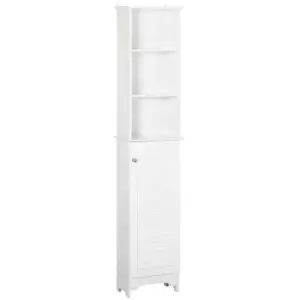 Homcom 165Cm Freestanding Slimline Bathroom Storage Cabinet With 6 Shelves - White