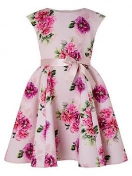 Monsoon Girls Deena Floral Print Scuba Dress - Pink