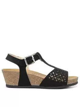 Hotter Hotter Melissa T-bar Wedge Sandals - Black, Size 4, Women