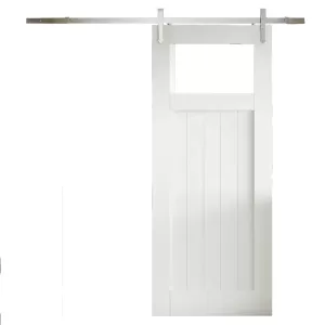 JELD-WEN White Primed Cottage Clear Glazed Sliding Barn Door - Provincial Track