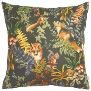 Forest Fox Repeat Cushion Grey