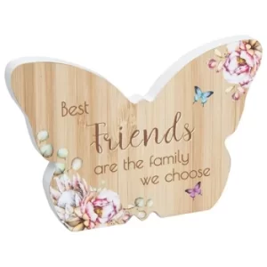 Vintage Floral Butterfly Plaque Friends