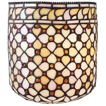 Interiors 1900 Lighting - Interiors Mille Feux - 1 Light Indoor Wall Uplighter Dark Bronze with Tiffany Glass, E14