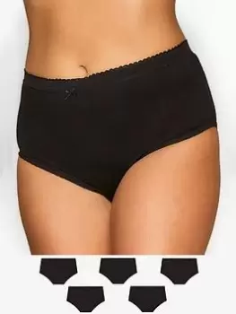 Yours 5 Pack BLACK FULL BRIEFS, Black, Size 38-40, Women