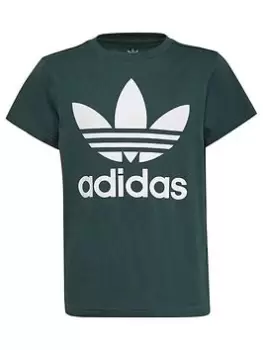 adidas Originals Junior Adicolor Trefoil T-Shirt, Dark Green, Size 9-10 Years, Women