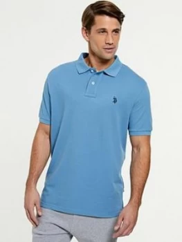 U.S. Polo Assn. Core Pique Regular Fit Polo Shirt - Blue, Size L, Men