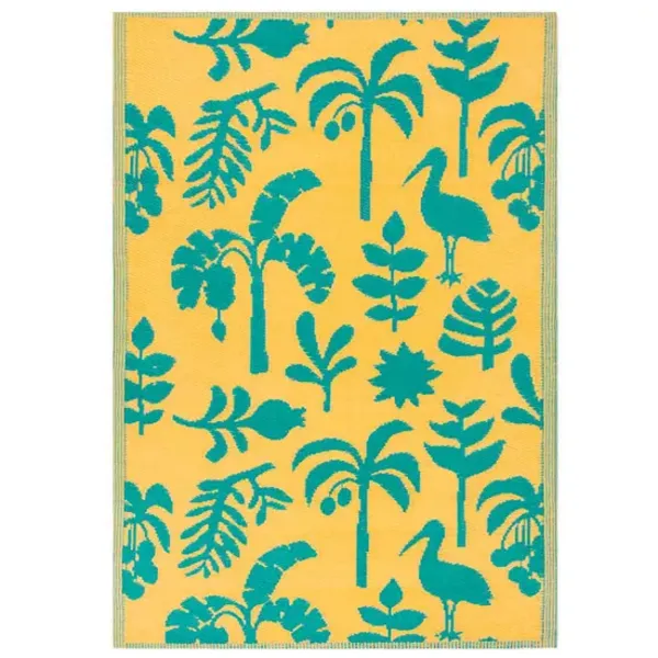 Marula Outdoor 100% Recycled Rug Yellow/Teal