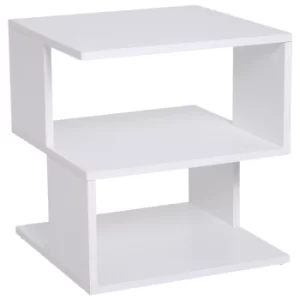 HOMCOM Modern Square 2 Tier Wood Coffee Side Table Storage Shelf Rack Living Room White