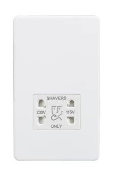 KnightsBridge Screwless 115/230V Dual Voltage Shaver Socket - Matt White