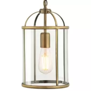 Hanging Ceiling Pendant Light Brass & Glass Lantern Box Shade Lamp Bulb Holder