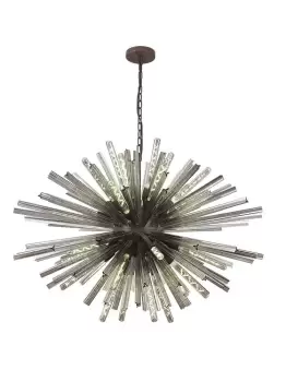 32 Light E27, Oval Pendant Brown Oxide , Smoke Glass