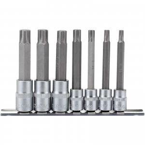 Draper 7 Piece 3/8" and 1/2" Drive Ribe Socket and Bit Set Combination 100mm