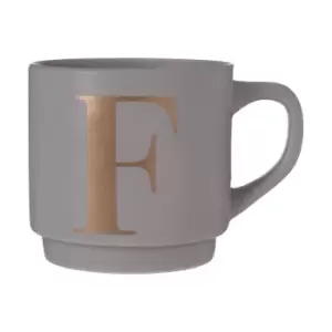 Grey Porcelain F Alphabet Mug