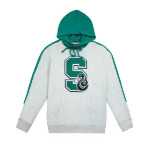 Harry Potter Unisex Slytherin S Patch Hoodie (M) (Grey/Green)