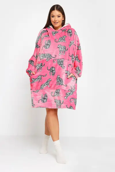 Yours Printed Snuggle Hoodie Pink